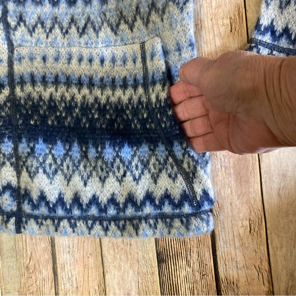 J.Jill Wool Angora Blend Blue Fair Isle Full Zip Sweater Women’s Size S Tall - Picture 5 of 10